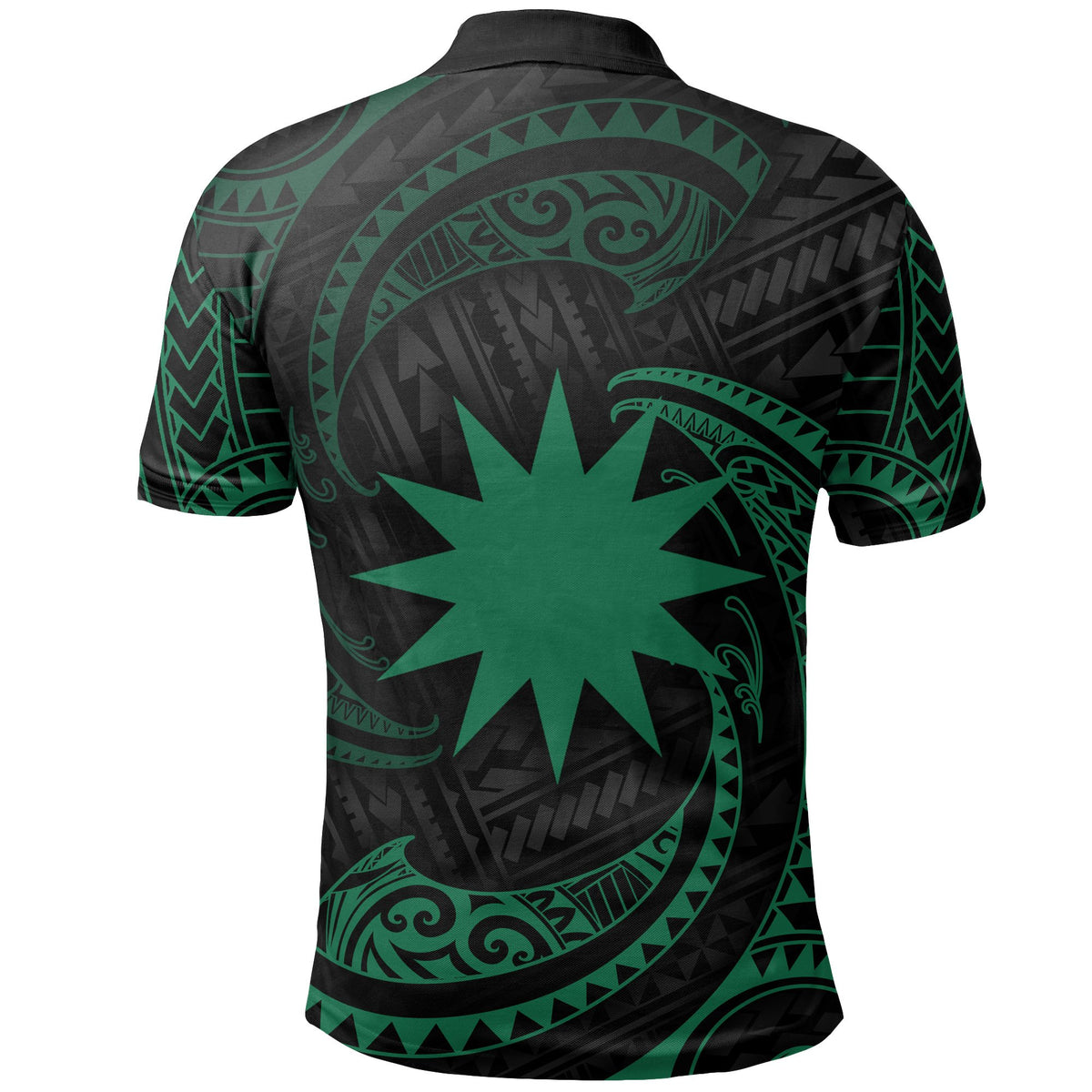 Nauru Polynesian Custom Polo Shirt Green Tribal Wave - Polynesian Pride