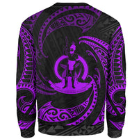 Vanuatu Polynesian Custom Personalised Sweater - Purple Tribal Wave - Polynesian Pride