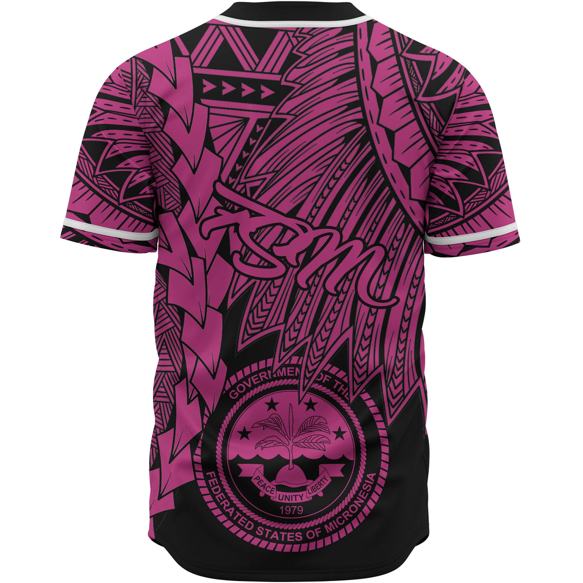 Federated States Of Micronesia Polynesian Baseball Shirt - Tribal Wave Tattoo Pink - Polynesian Pride