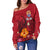 (Custom Personalised) Tahiti Maohi Women Off Shoulder Sweater - Hibiscus With Tribal - LT12 - Polynesian Pride