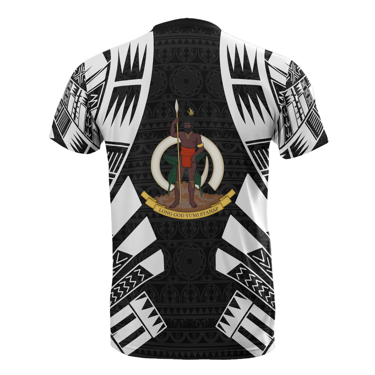 Vanuatu T Shirt Vanuatuan Coat of Arms Polynesian Tattoo Style - Polynesian Pride