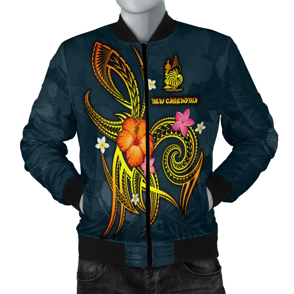 New Caledonia Polynesian Men's Bomber Jacket - Legend of New Caledonia (Blue) Blue - Polynesian Pride