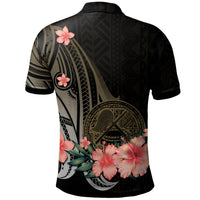 American Samoa Custom Polo Shirt Gold Polynesian Hibiscus Pattern Style - Polynesian Pride