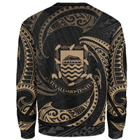 Tuvalu Polynesian Sweater - Gold Tribal Wave - Polynesian Pride