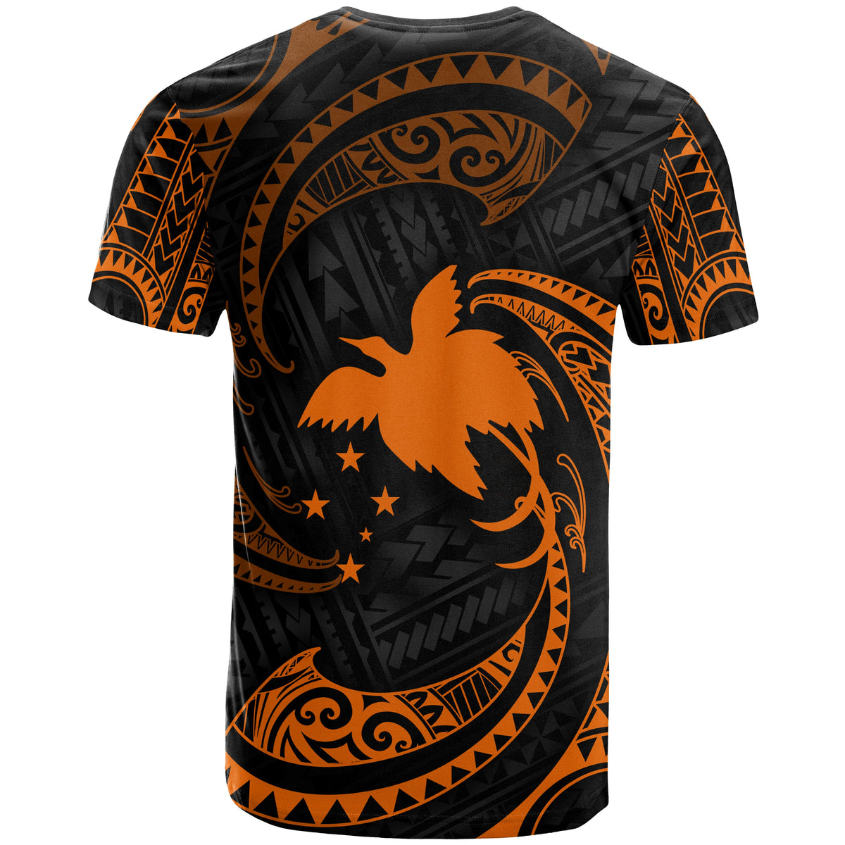 Papua New Guinea Polynesian Custom T Shirt Orange Tribal Wave - Polynesian Pride