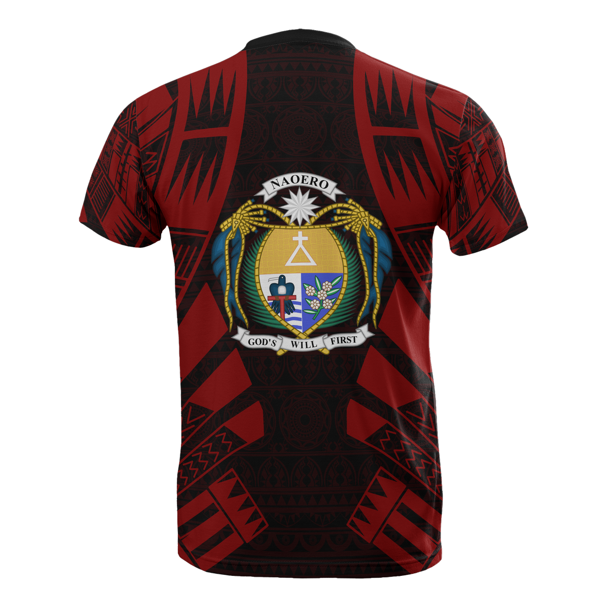 Nauru T Shirt Nauru Coat Of Arms Polynesian Tattoo Red Style - Polynesian Pride