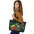 Tokelau Polynesian Leather Tote Bag - Green Turtle Hibiscus - Polynesian Pride