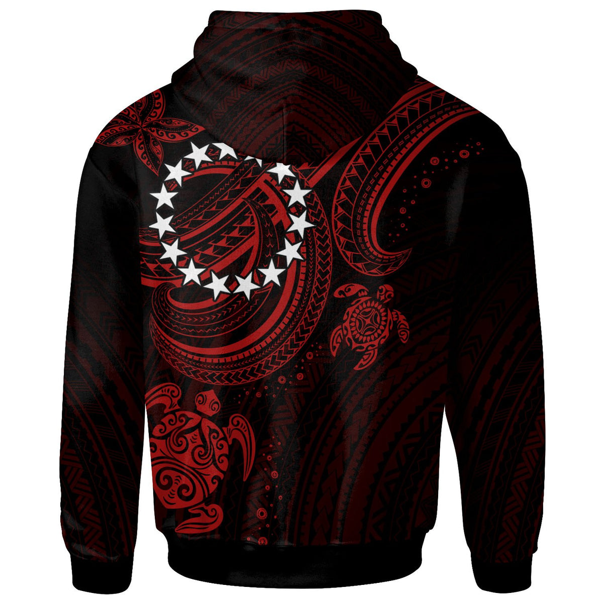 Cook islands Custom Zip up Hoodie Red Turtle - Polynesian Pride