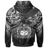Samoa Polynesian All Over Zip up Hoodie Eagle Tribal Pattern Black - Polynesian Pride