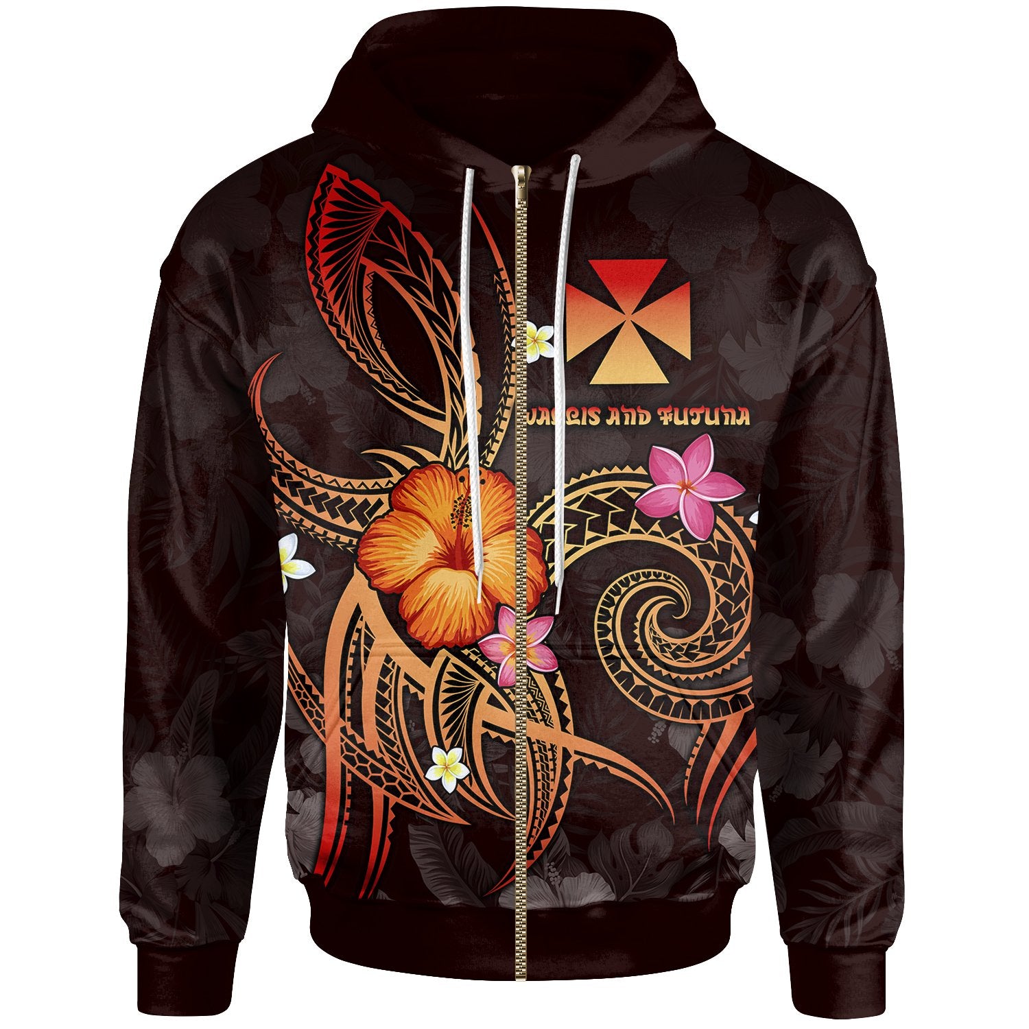 Wallis and Futuna Polynesian Zip up Hoodie Legend of Wallis and Futuna (Red) Unisex Red - Polynesian Pride