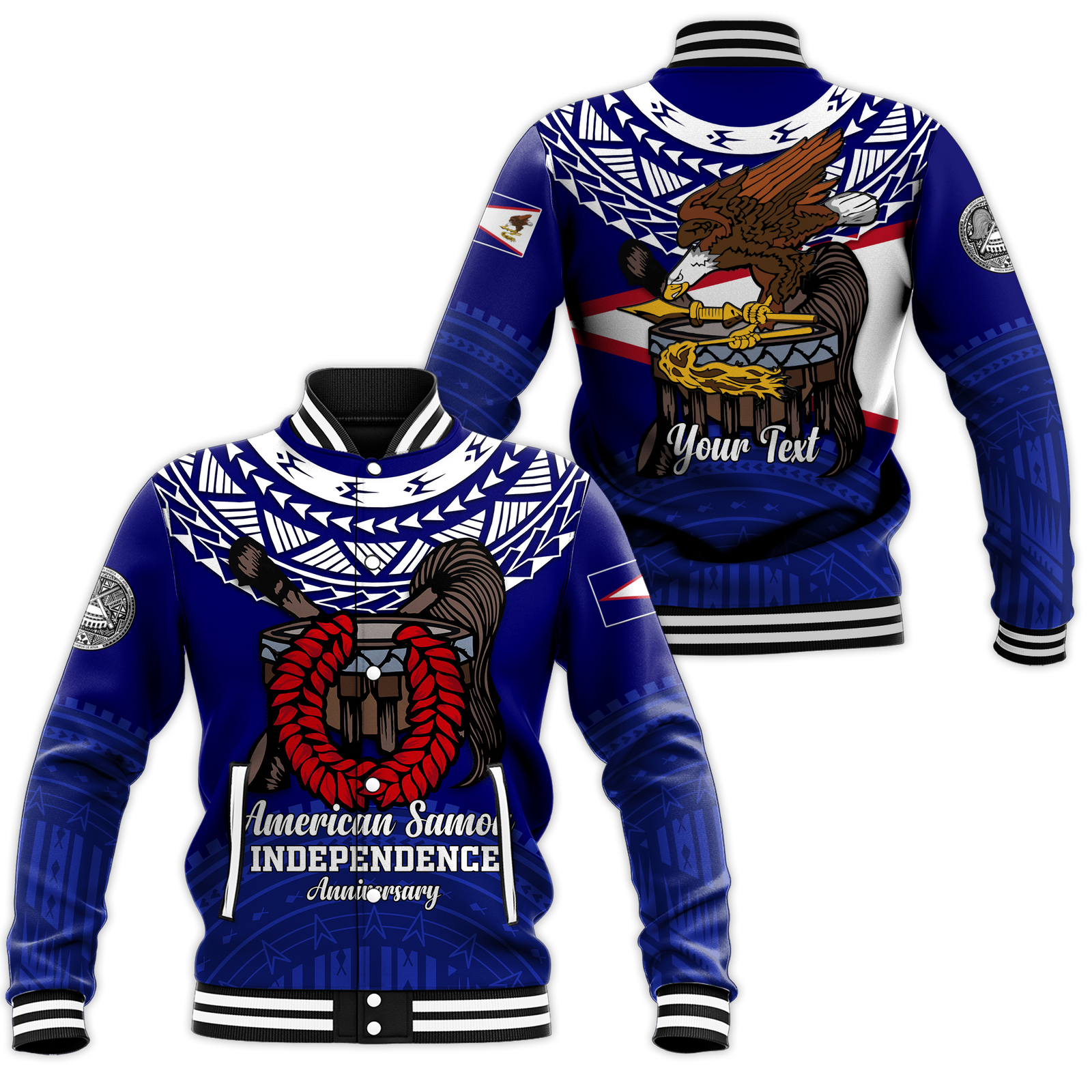 Custom American Samoa Independence Anniversary Pride Baseball Jacket - LT12 Unisex Blue - Polynesian Pride