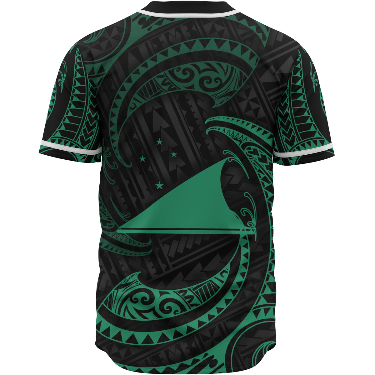 Tokelau Polynesian Custom Personalised Baseball Shirt - Green Tribal Wave - Polynesian Pride