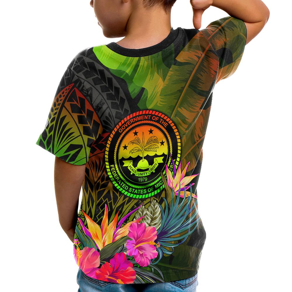 Federated States of Micronesia Polynesian Custom T Shirt Hibiscus and Banana Leaves - Polynesian Pride