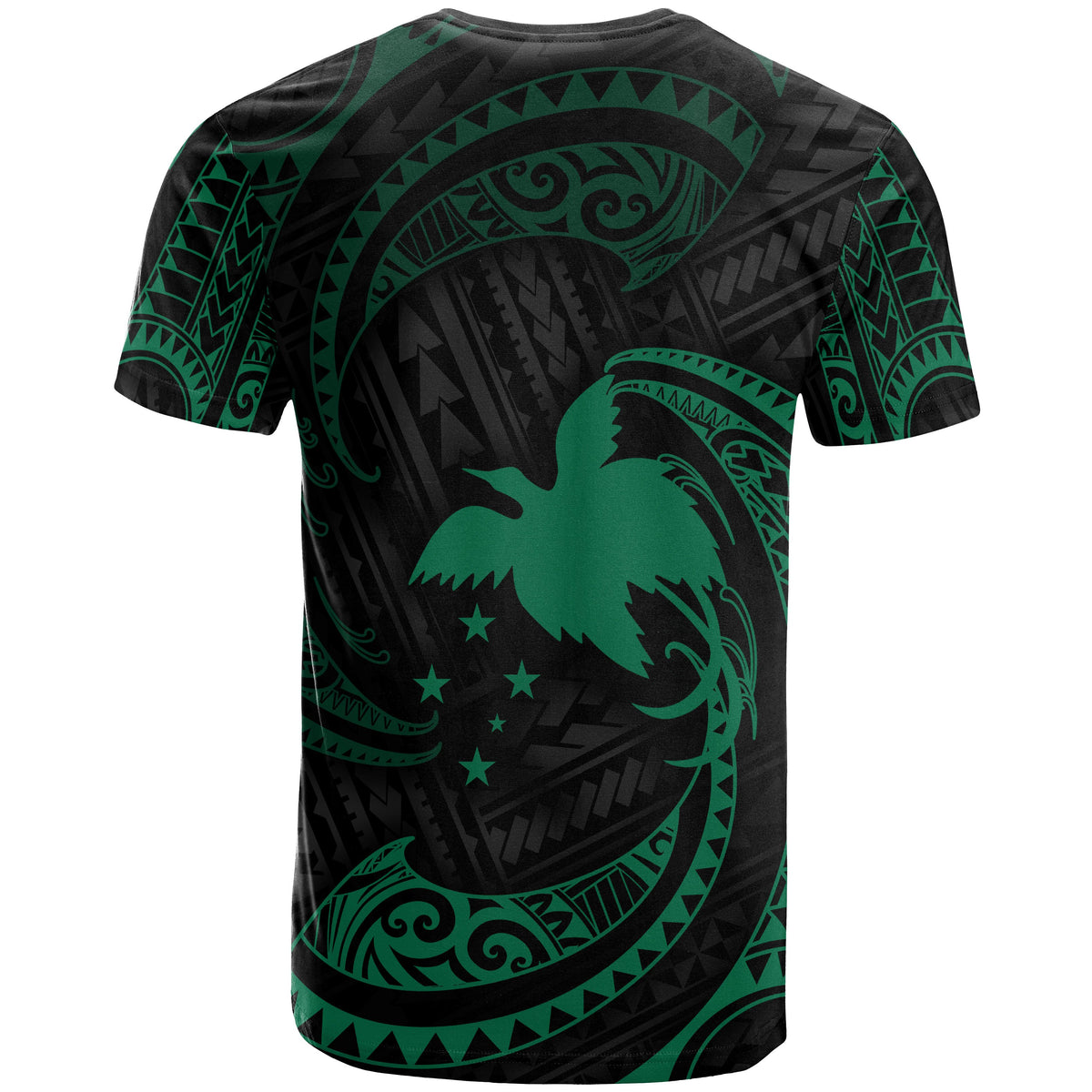 Papua New Guinea Polynesian All Over T Shirt Green Tribal Wave - Polynesian Pride