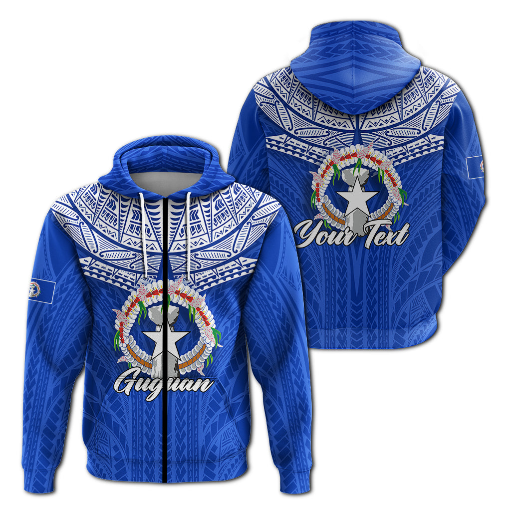 Custom Northern Mariana Islands Guguan Zip Hoodie LT12 Unisex Blue - Polynesian Pride