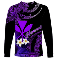 Hawaii Turtle With Plumeria Leaf Purple Long Sleeve Shirt - LT12 - Polynesian Pride