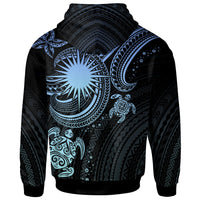 Marshall Islands Custom Hoodie Blue Turtle - Polynesian Pride
