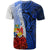 Tonga Polynesian Custom T Shirt Coat of Arm With Hibiscus Blue - Polynesian Pride