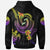 Tahiti Custom Zip up Hoodie Plumeria Flowers with Spiral Patterns - Polynesian Pride