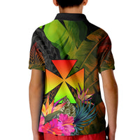 Wallis and Futuna Polynesian Polo Shirt Hibiscus and Banana Leaves - Polynesian Pride