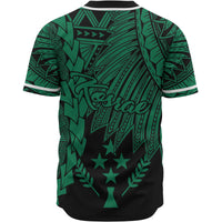 Kosrae Polynesian Custom Personalised Baseball Shirt - Tribal Wave Tattoo Green - Polynesian Pride