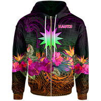 Nauru Zip up Hoodie Summer Hibiscus Reggae - Polynesian Pride