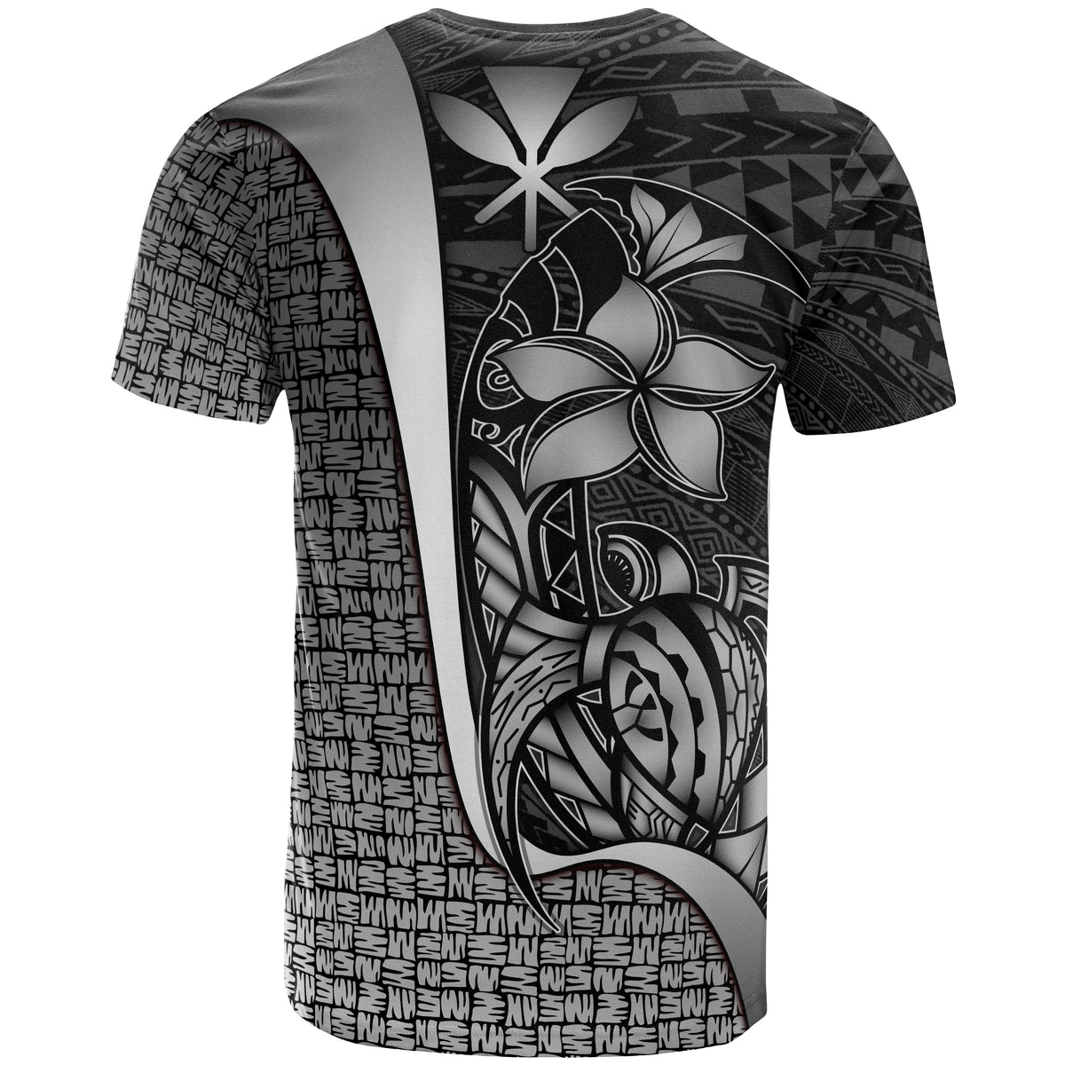 Polynesian Hawaii T Shirt Kanaka Maoli White Turtle with Hook - Polynesian Pride