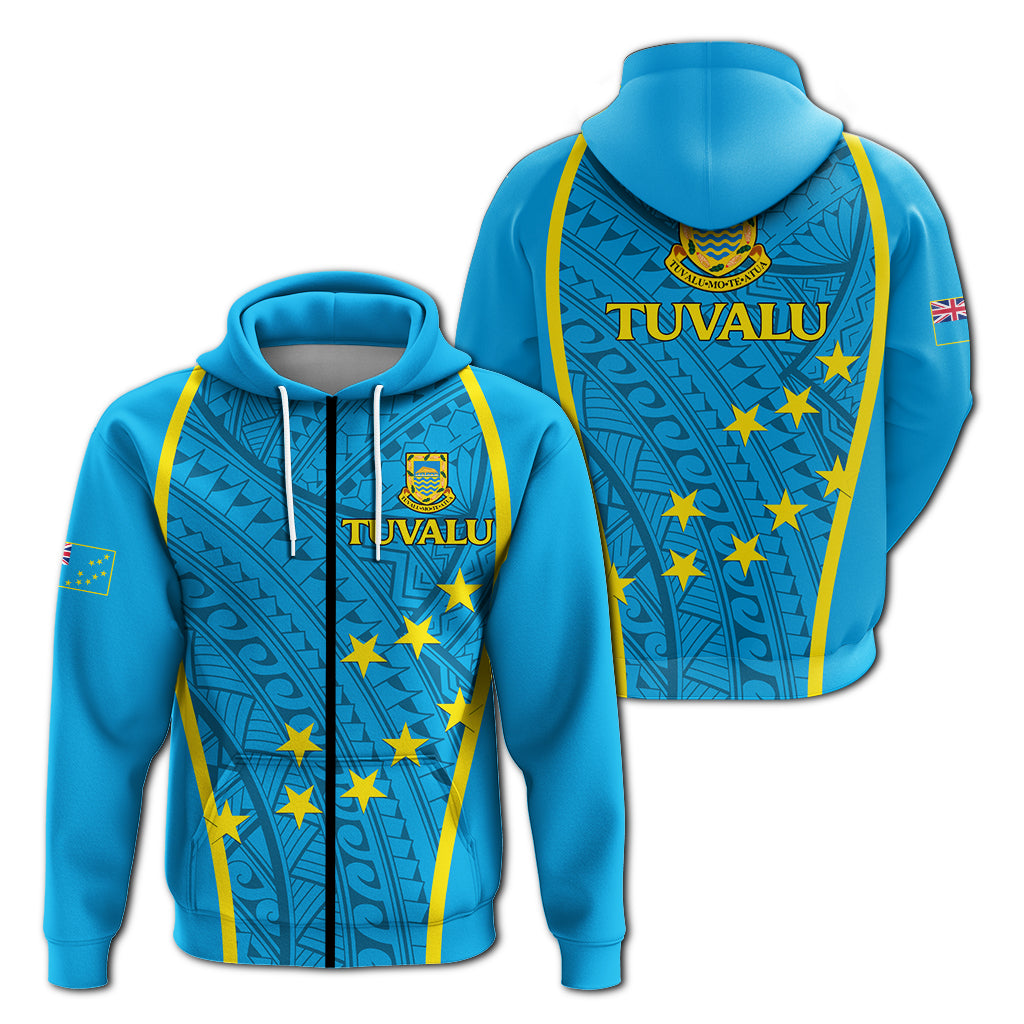 Tuvalu Zip up Hoodie Tribal Pattern LT12 Unisex Blue - Polynesian Pride