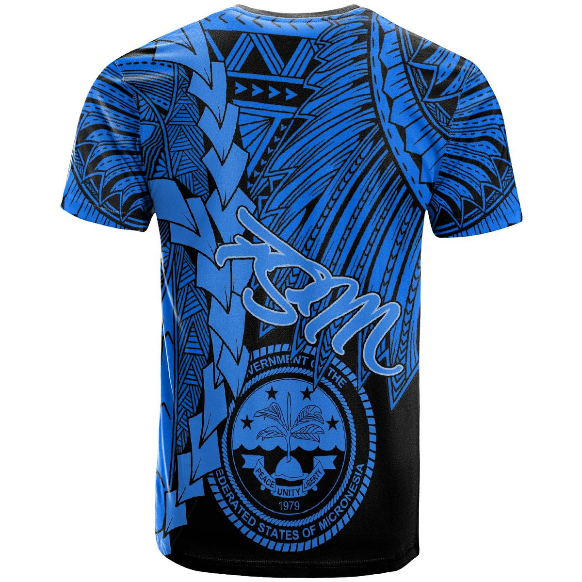 Federated States of Micronesia Custom T Shirt Tribal Wave Tattoo Blue - Polynesian Pride
