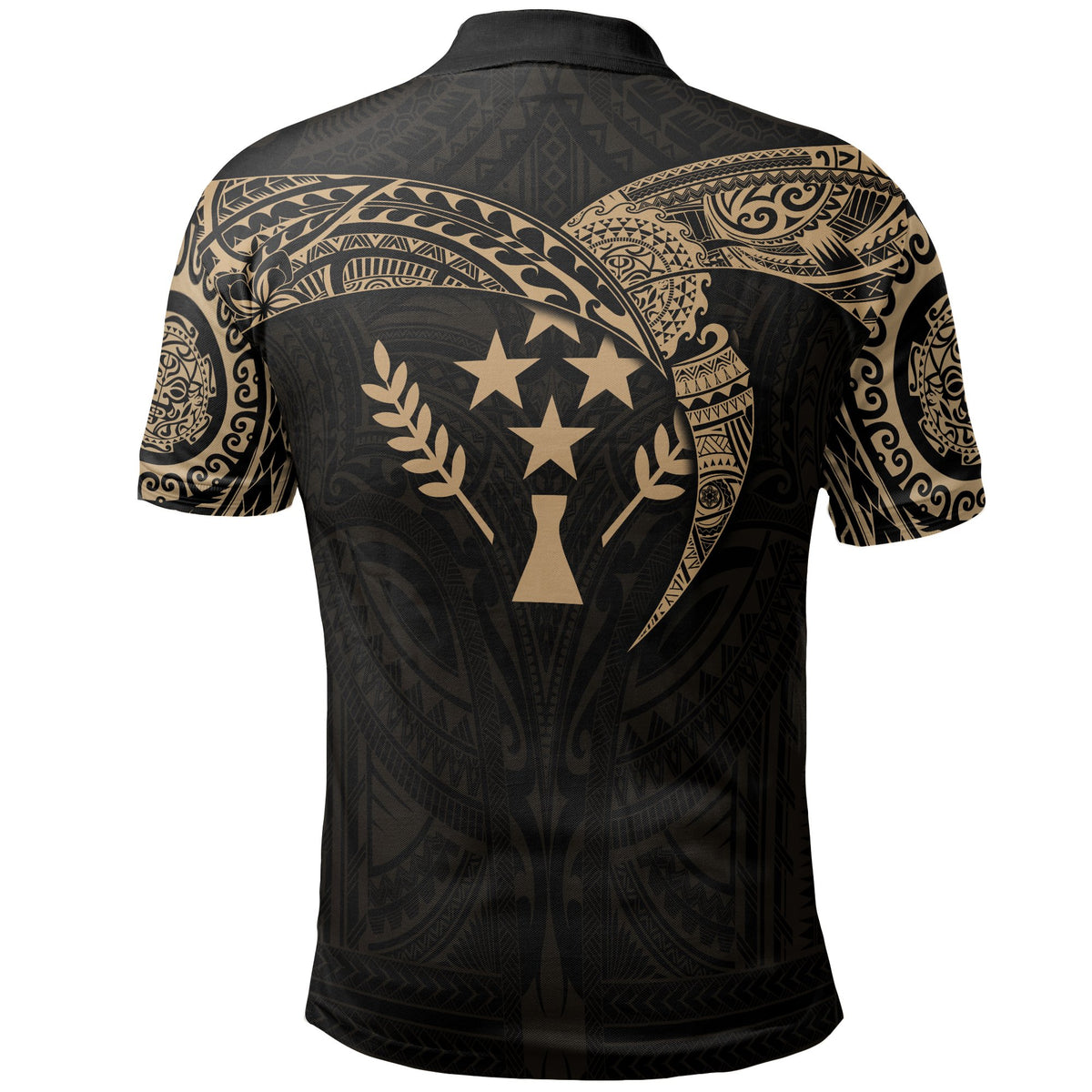 Kosrae Micronesian Polo Shirt Gold Heart Shield - Polynesian Pride