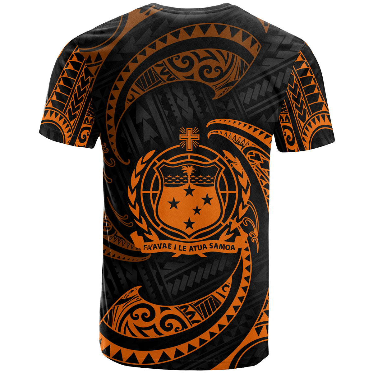Samoa Polynesian Custom T Shirt Orange Tribal Wave - Polynesian Pride