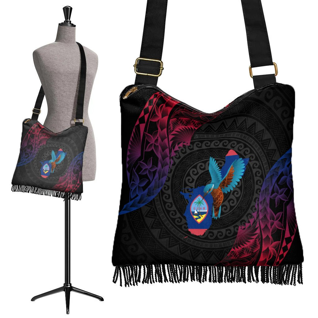 Guam Boho Handbag - KingFisher Bird With Map - Polynesian Pride