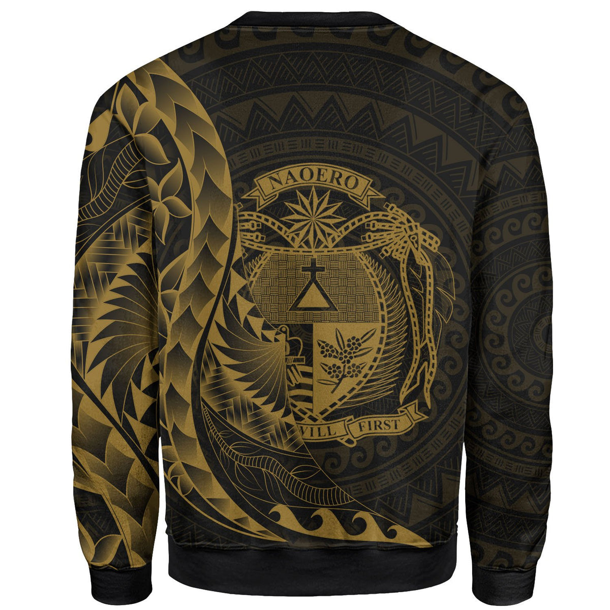 Nauru Sweatshirt - Custom Personalised Polynesian Pattern Style Gold Color - Polynesian Pride