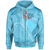 Fiji Zip Hoodie Fiji Flowers With Seal Flag Color Unisex Blue - Polynesian Pride