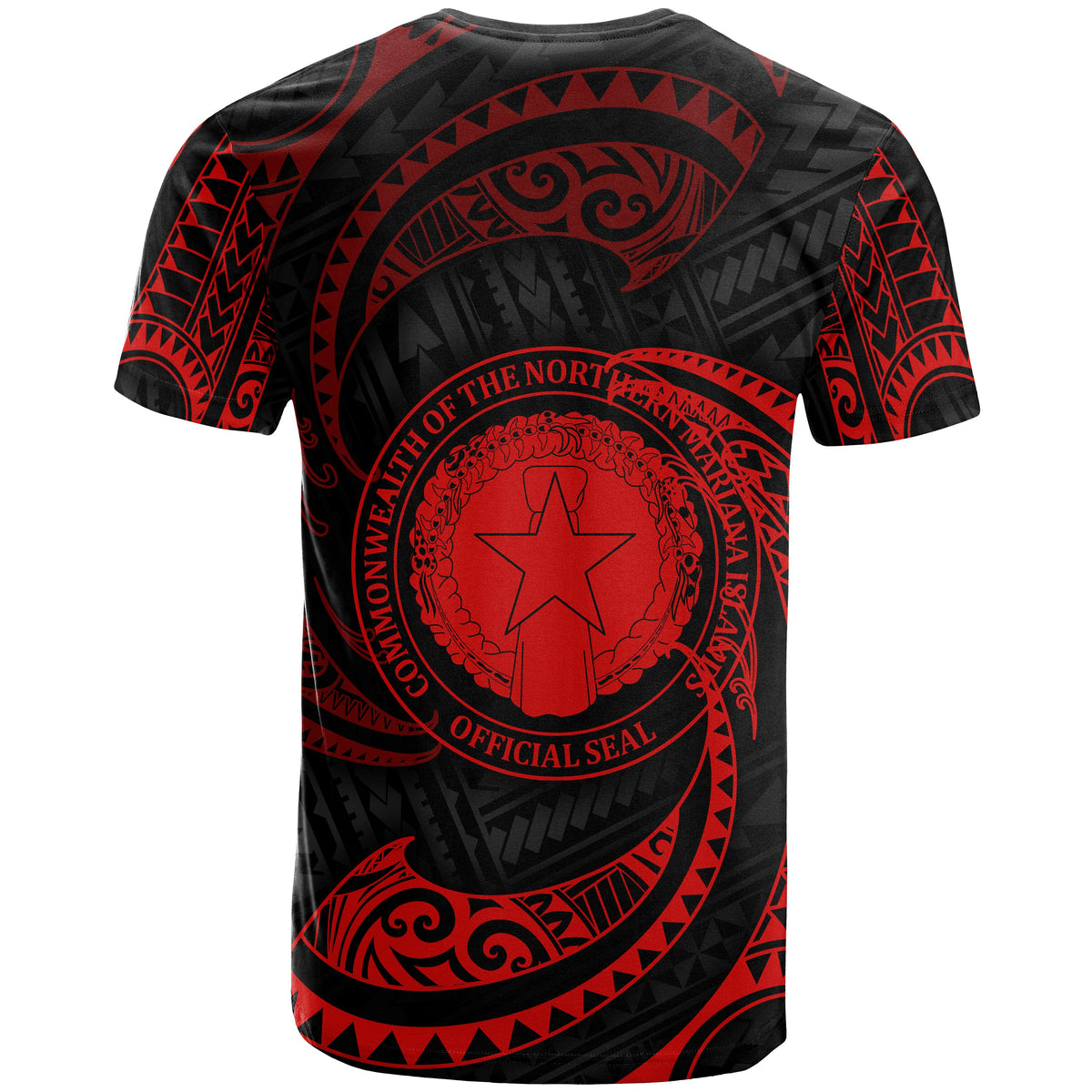Northern Mariana Islands Polynesian T Shirt Red Tribal Wave - Polynesian Pride