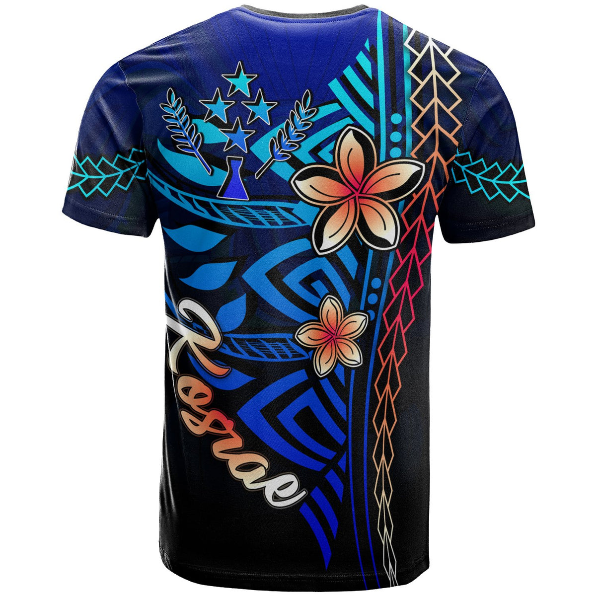 Kosrae Custom T Shirt Blue Vintage Tribal Mountain - Polynesian Pride