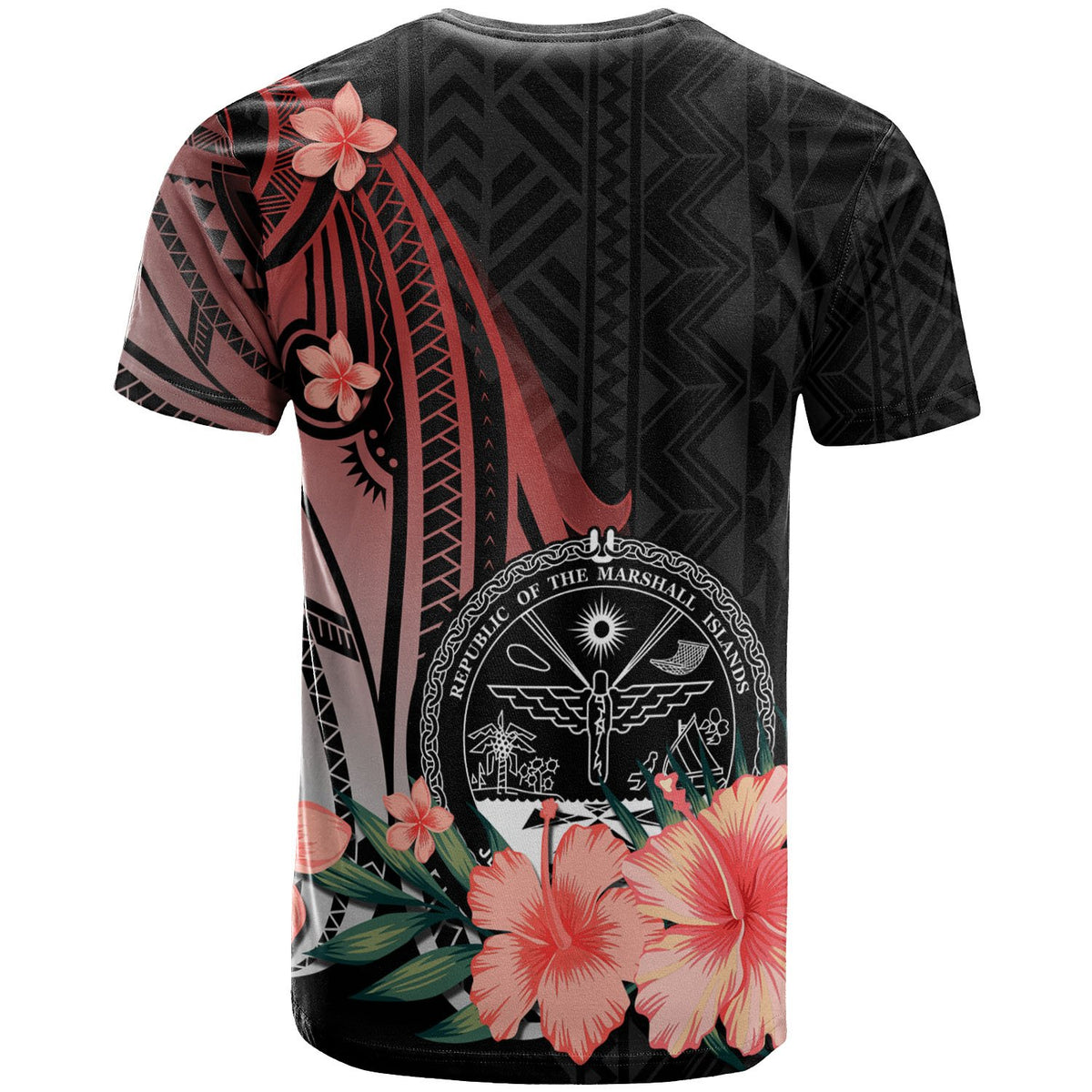 Marshall Islands T Shirt Red Polynesian Hibiscus Pattern Style - Polynesian Pride