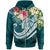 Papua New Guinea Polynesian Zip up Hoodie Summer Plumeria (Turquoise) Unisex Turquoise - Polynesian Pride