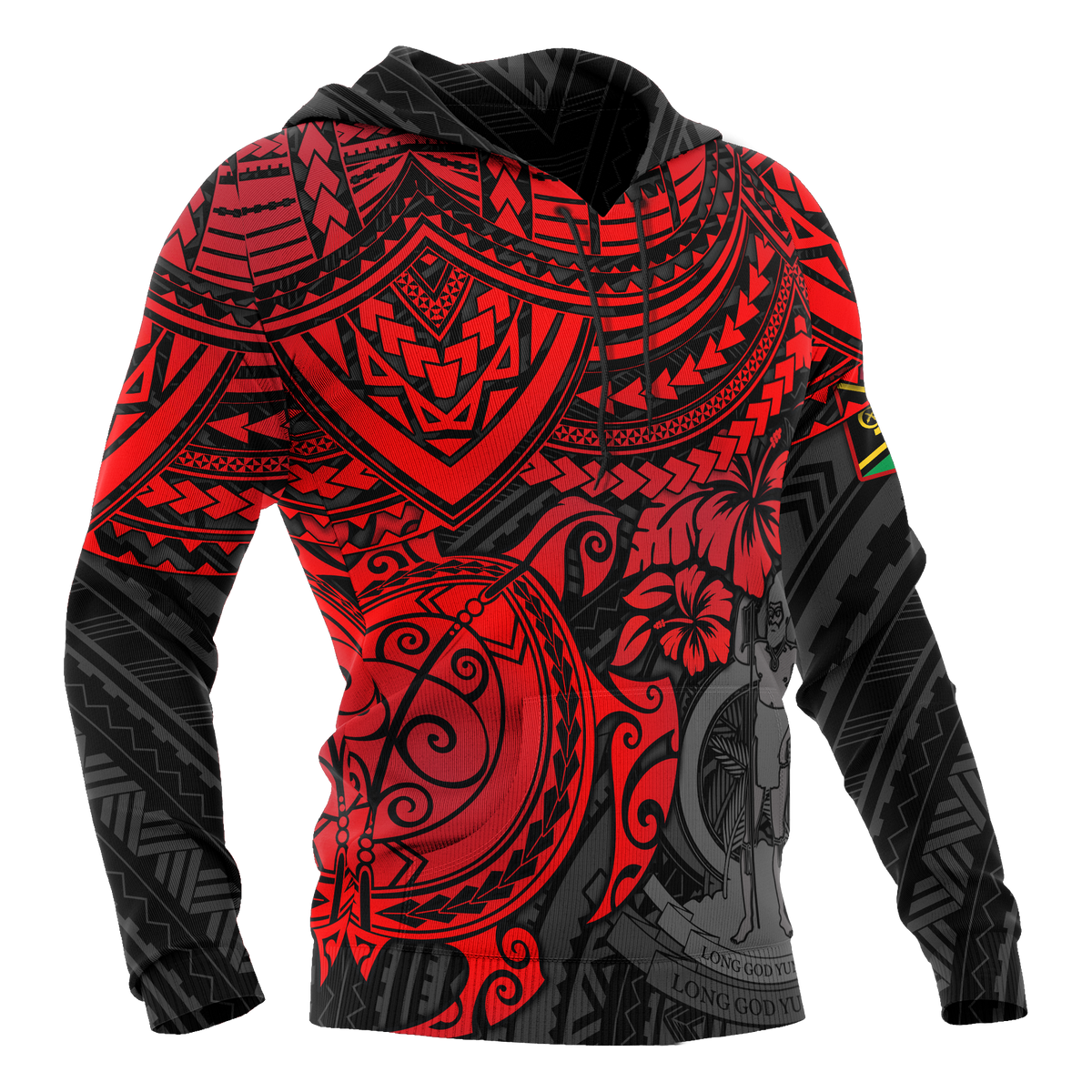 Vanuatu Polynesian Hoodie Red Turtle - Polynesian Pride