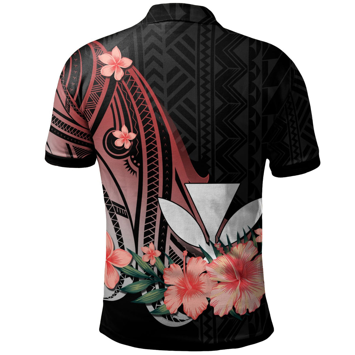 Kanaka Maoli Polo Shirt Red Polynesian Hibiscus Pattern Style - Polynesian Pride