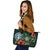 Northern Mariana Islands Polynesian Leather Tote Bag - Green Turtle Hibiscus - Polynesian Pride