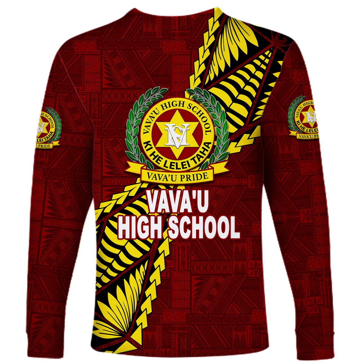 Tonga Vava'u High School Tongan Patterns Long Sleeve Shirt - LT12 - Polynesian Pride