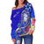 Fiji Custom Personalised Women's Off Shoulder Sweater - Turtle Plumeria (Blue) - Polynesian Pride