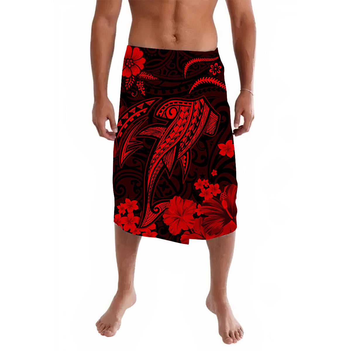 Hawaii Lavalava Polynesian Red Shark LT13 Red - Polynesian Pride