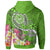 Tahiti Custom Zip up Hoodie Turtle Plumeria (Green) - Polynesian Pride