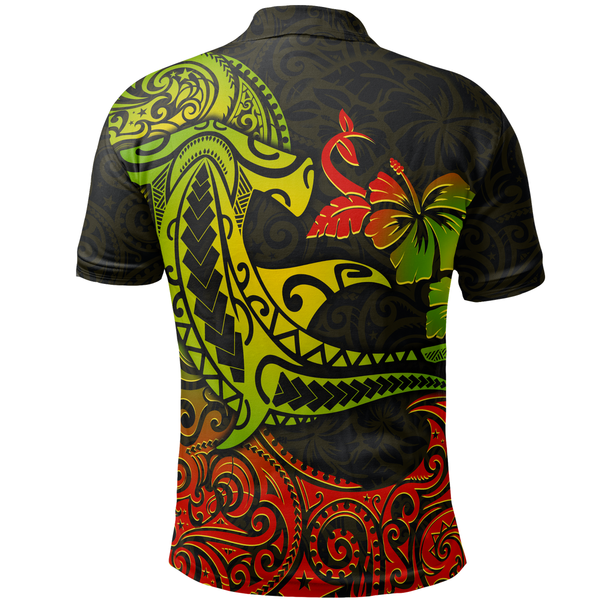 Hawaii Polo Shirt Polynesian Hammerhead Shark Hibiscus - Polynesian Pride