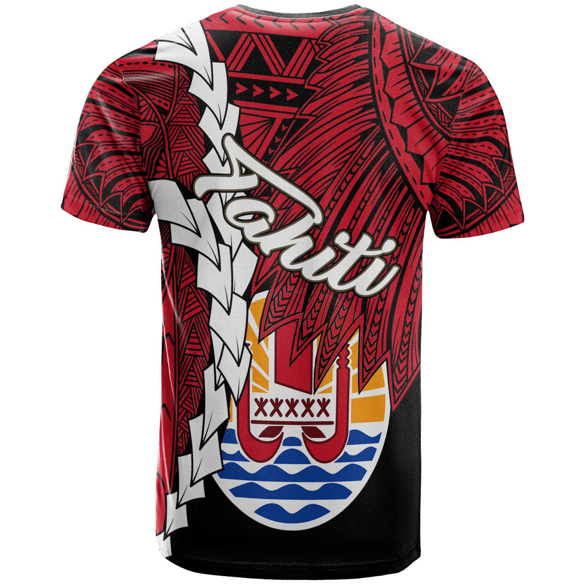 Tahiti Polynesian Custom T Shirt Tribal Wave Tattoo Flag Style - Polynesian Pride
