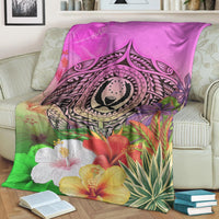 Pohnpei Polynesian Premium Blanket - Manta Ray Tropical Flowers - Polynesian Pride