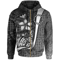 Cook Islands Polynesian Zip up Hoodie White Turtle with Hook Unisex WHITE - Polynesian Pride