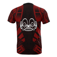 Marquesas Islands T Shirt Marquesas Islands Tiki Face Tattoo Red Style - Polynesian Pride